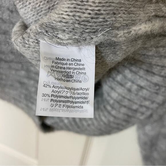 J. Crew Point Sur Pointelle Gray Wool Mohair Sweater Balloon Sleeve Sz S NWT - Picture 9 of 10